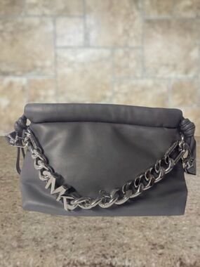 Michael Kors Lina XS Drawstring Crossbody Soft Plush Leather Heather Gray